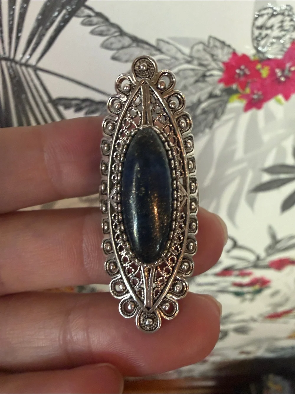 Vintage Sterling Silver Lapis Ring Size 8 - 925 Stamped